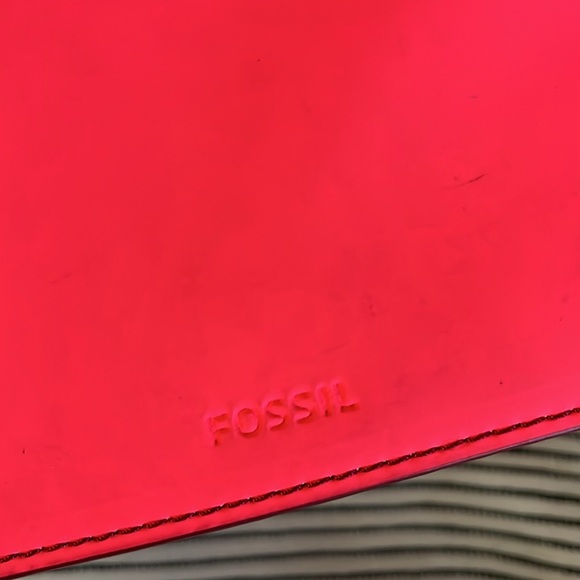 Fossil stripped cream and black Rachel tote bag with bright neon zipper wallet - Picture 3 of 13